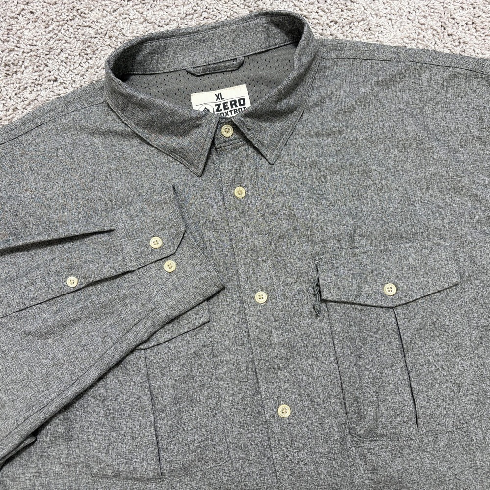 Zero Foxtrot Shirt Utility Field Mens XL Gray Tactical Zipper Pockets Stretch